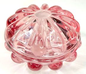 Vintage 1980's Fenton Dusty Rose Cranberry Glass Teardrop Trinket Jewelry Marked