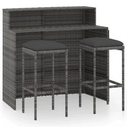3 Piece Garden Bar Set with Cushions