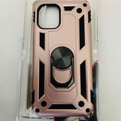 For iPhone 12 5.4 Case Kickstand Hard Cover + Screen Protection Rose Gold.