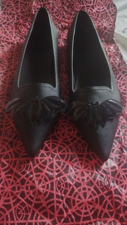 Black Flats with Bat Embellishment