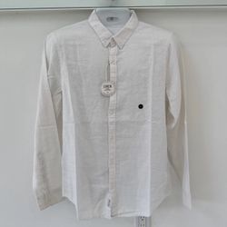 Hollister Shirt Men LARGE Button Down  Long Sleeve Linen Blend MSRP $44.95 White