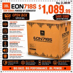 JBL EON718S Powered Subwoofer 18" 1500 Watts Bass Cabinet Bluetooth 5.0 🚨 Payment Options Available 🚨 No Credit Needed 🚨