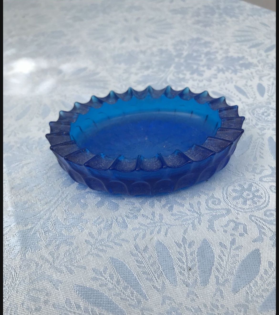 Cobalt Blue Glass Mid-Century ASHTRAY / DISH