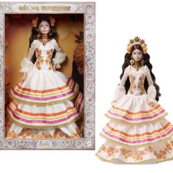 Barbie Exclusive Doll, Day of the Dead 2025 Collectible in a Cream Ruffled Dress with Adorned Details.