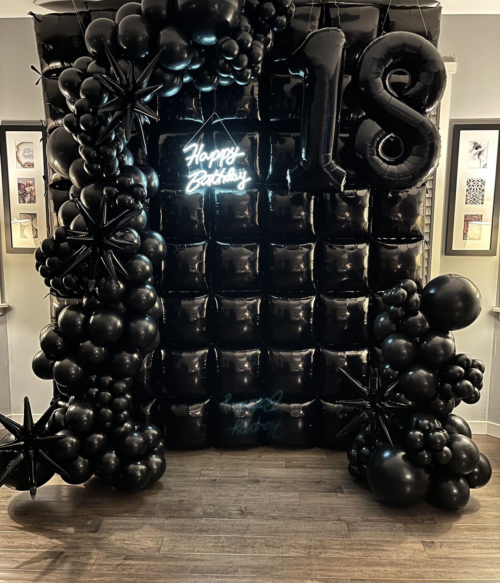Black Balloon Wall + Garland Arch  -$40 Already Assembled!