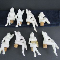 Lot of 8 Nude Woman Ceramic Retro Bottle Topper Stopper


