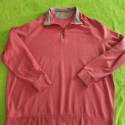 Polo 1/4 Zip Pullover Sweatshirt 3XLT Men's Ralph Lauren Light Red Mock Neck