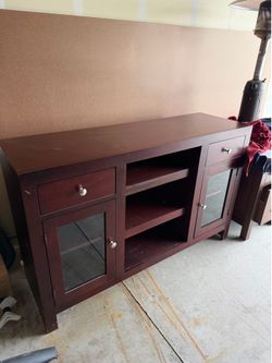 Media console with glass doors