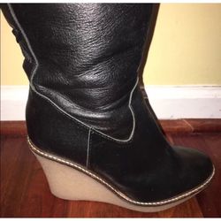 Juicy Couture tall black Wedge boots Lace up back women s sz 9
