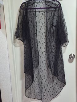 Black Sheer Mesh Moon and Star Kimono