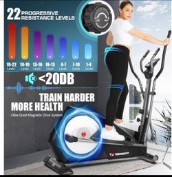 YOUNGFIT Elliptical Machine, 95% Pre-Installed Cross Trainer with Hyper-Quiet Magnetic Driving System, 22 Resistance Levels Home Gym Eliptical Exercis