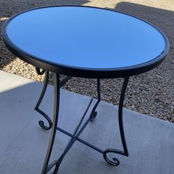 Table with Round Mirrored Top 26” h and 19” w for living room, office, bedroom or patio 