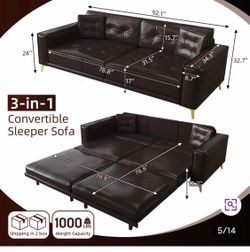 BRAND NEW ASSAMBLED FROM THE BOX SOFA BED BLACK COLOR