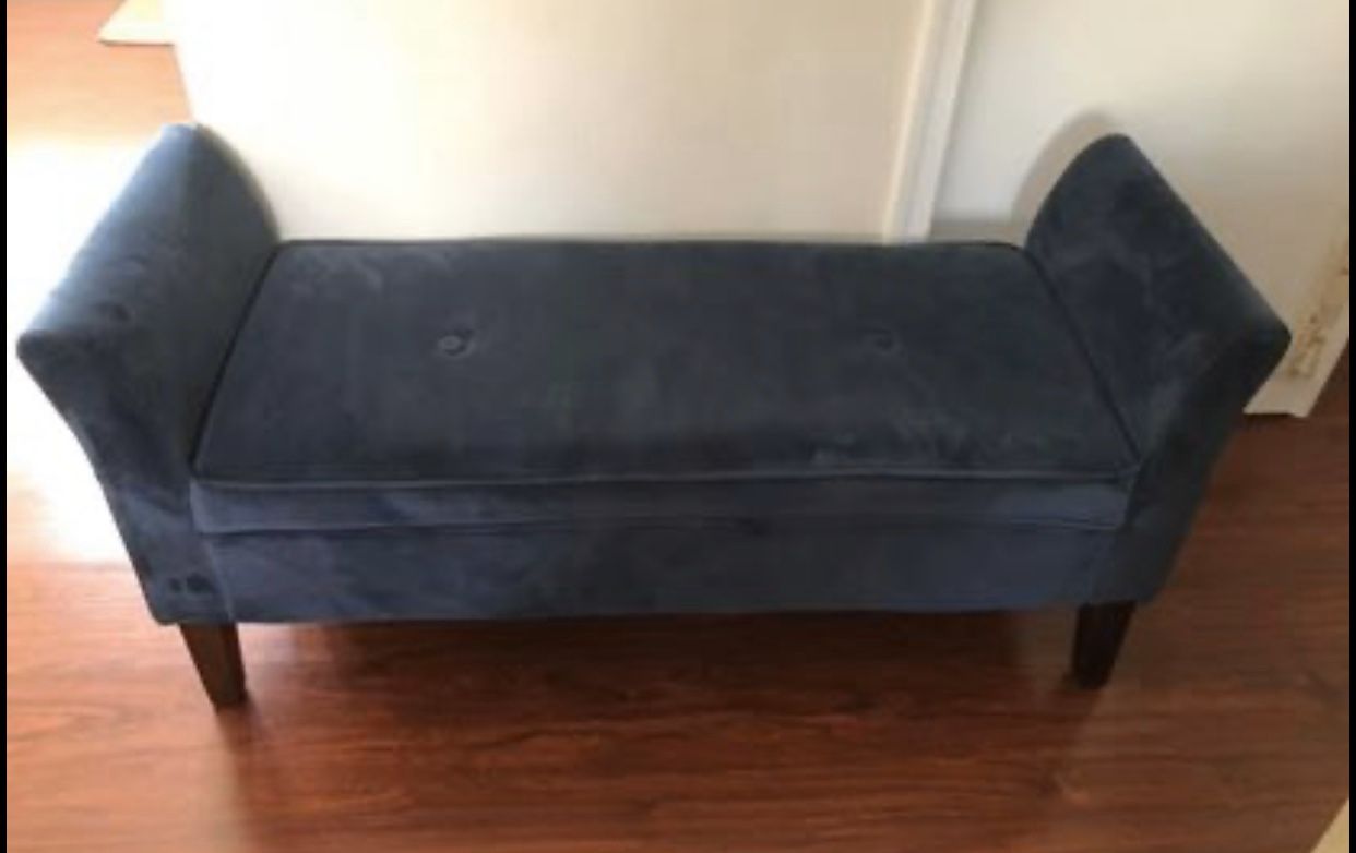 Blue tufted bench