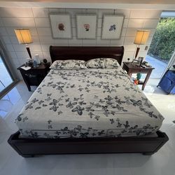 Tempur-Pedic King Ergo Adjustable Bed + Solid Wood Pottery Barn Frame + Nightstands