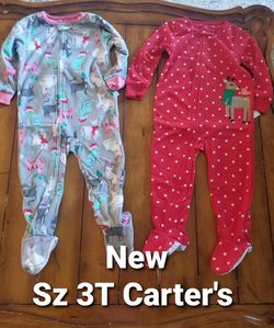 New size 3T girls Carter's fall winter footed pajamas