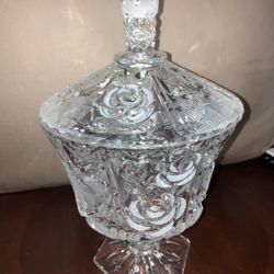 IMPERLUX FOOTED GENUINE  LEAD CRYSTAL BOWL HAND CUT  candy bowl decor