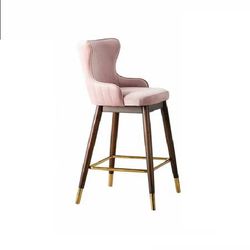 Roundhill Leland Upholstered Wingback Bar Stool in Pink