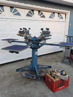 SILK SCREEN MACHINE 4 COLOR 4 STATION BWM HOPKINS BRAND  ODDYSSEY  FLASH DRYER INCLUDED