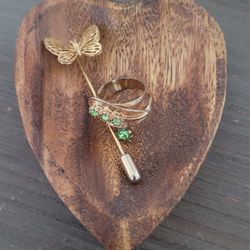 (2) Wooden Heart Trinket Jewelry Dish Made In Philippines Valentine's Love Vtg