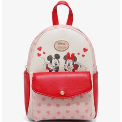 Her Universe Disney Mickey Mouse & Minnie Mouse Hearts Mini Backpack New
