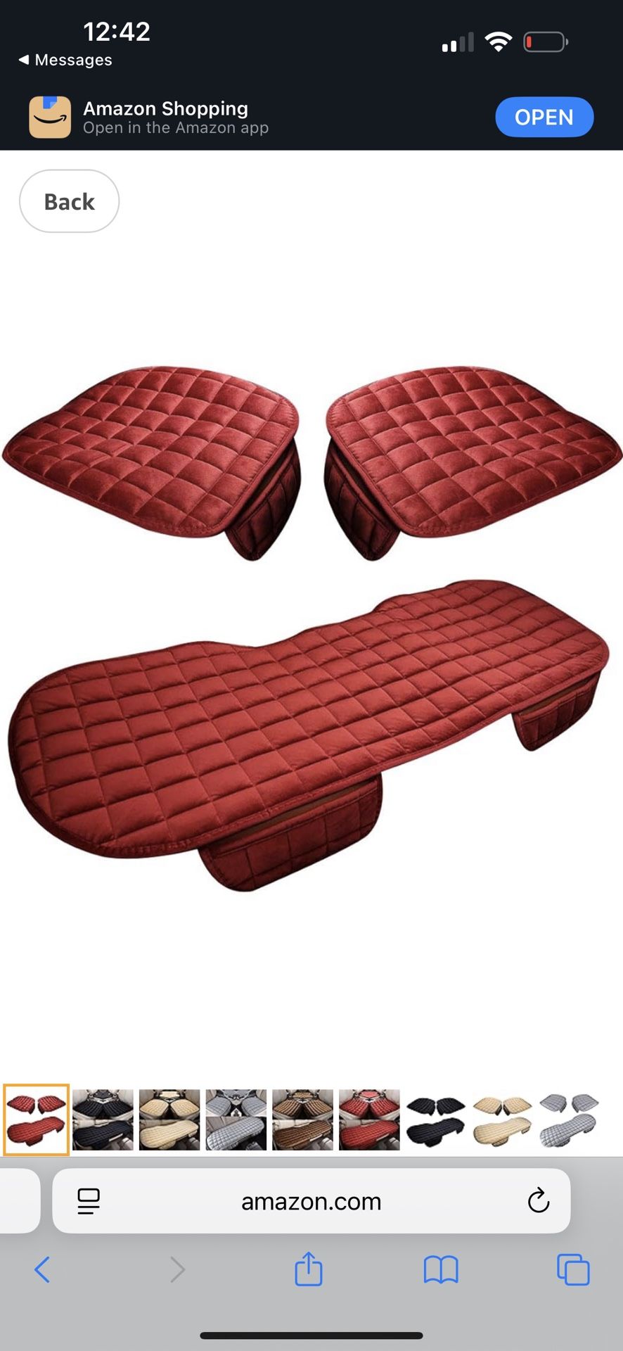 3Pcs Winter Plush Warm Anti-Slip Car Seat Cushion Cover Set with Storage Pocket