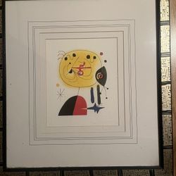 Modern Abstract Character Art Painting From The 90s In Frame Unknown Artist 22x23   