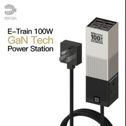 100w GaN Tech 5ft Power Strip Extension Cord Super Fast Wall Charger Block Adapter USB USB-C Type-C for iPhone iPad MacBook Galaxy And More