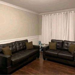 Full Size Leather Couch And Dinning Table 
