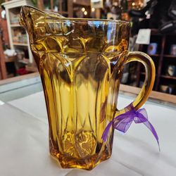 Vintage Anchor Hocking Amber Pitcher ~ 1970's