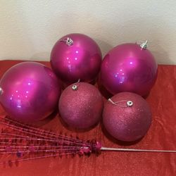 Pink Christmas Decorations Lot - Holiday Home decor tree toppers XL Ornaments- Simi Valley 