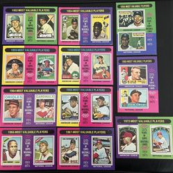 1975 Topps Baseball MVP Cards Mickey Mantle 12 Cards