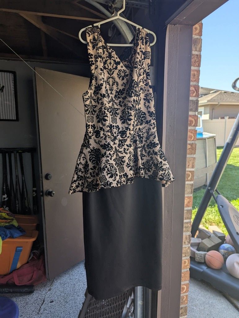 Black And Tan Lace Back Dress