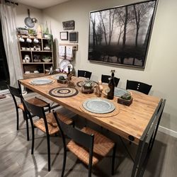 6 italian rush seat dining chairs (only chairs)