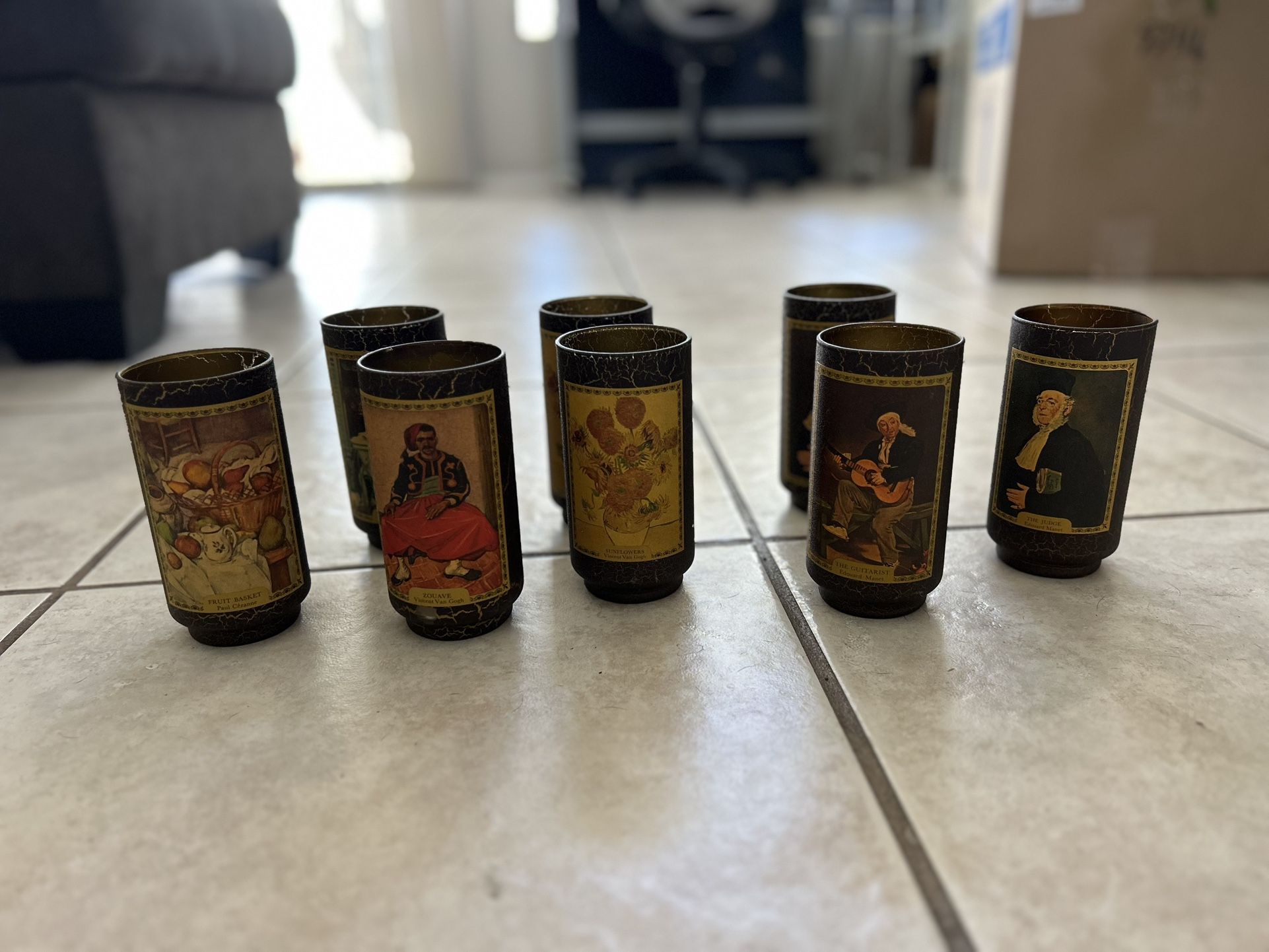 Vintage Crackle Tumbler Glasses