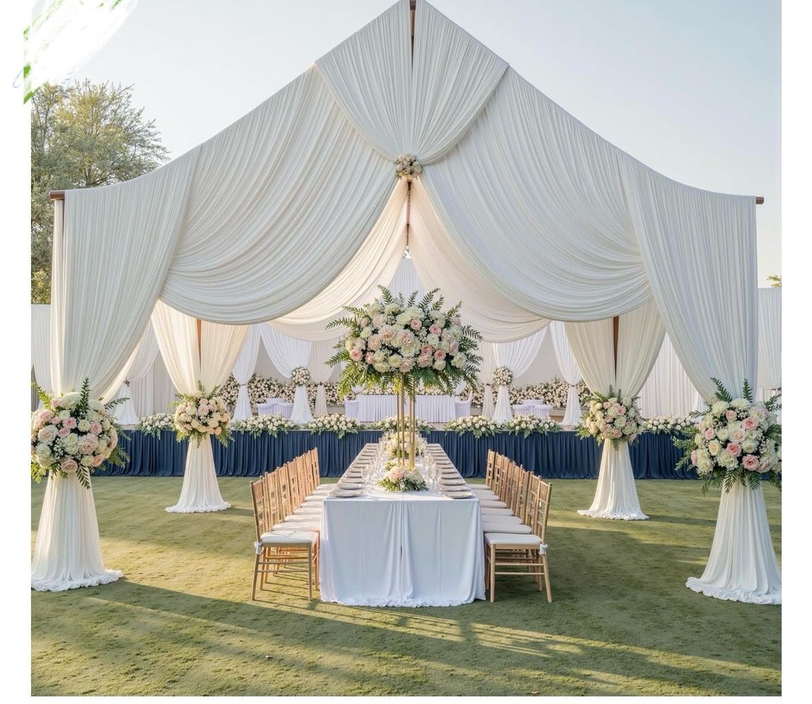 Tent Draping Curtains - 50’x40’ Ivory