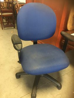 Dark Blue Office Chair with Bent Arm #176
