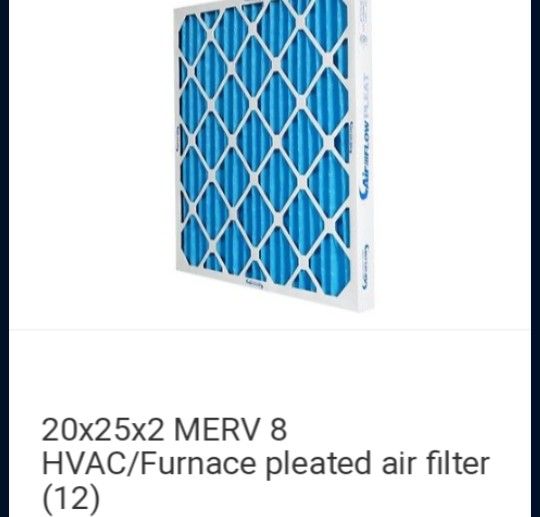 Case of 12 Columbia pleated air filters 20×25×2
