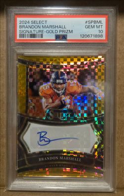 2024 NFL Select Brandon Marshall Signature-Gold Prizm