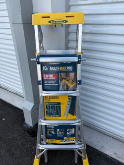 18 ft. Reach Aluminum 6-in-1 Multi Position Ladder with 375 lb. Load Capacity Type IAA Duty Rating
