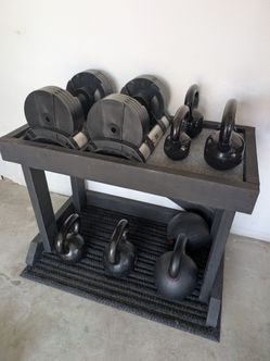 Dumbbell kettlebell stand - custom built table