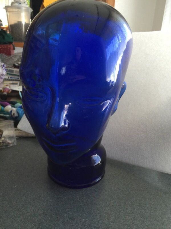 Cobalt blue glass mannequin head