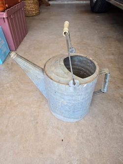 Vintage Galvanized  Large Metal Water Sprout Can