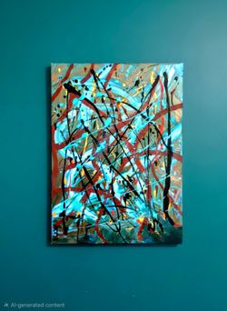 Abstract Expressionist Painting Drip Art Stile Reminiscent Of JACKSON POLLOCK