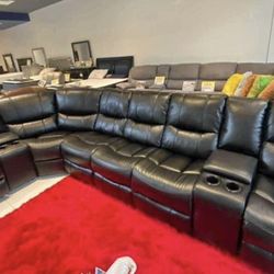 Madrid black sectional reclining set $1299