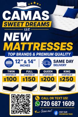 Brand New Mattresses | 12” & 14” | Free Delivery