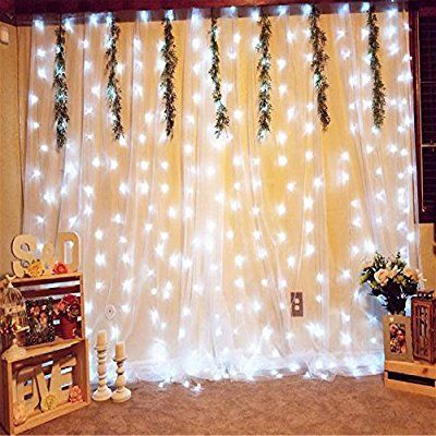 304 LED Window Curtain Icicle Lights, 9.8ft, 8 Modes, Fairy Lights for Party, Wedding, Garden, Home (White)