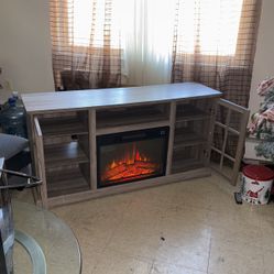 Fire Place Tv Stand With Storage No Damage 