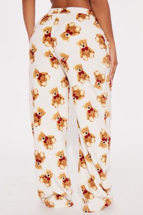 $6 Brand New XS Teddy Cutie Plush PJ Pant - Ivory/combo