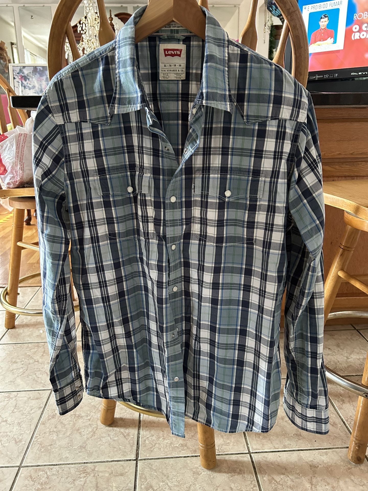 Levi’s Mens Pearl Snap Cowboy Long Sleeve Shirt Size L